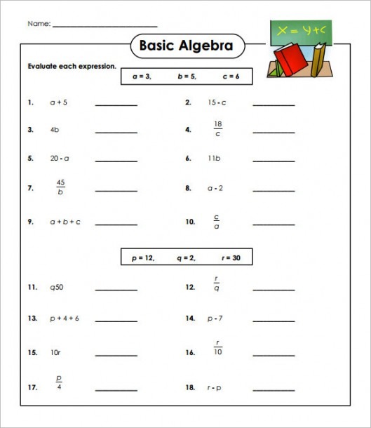 13  Simple Algebra Worksheet Templates