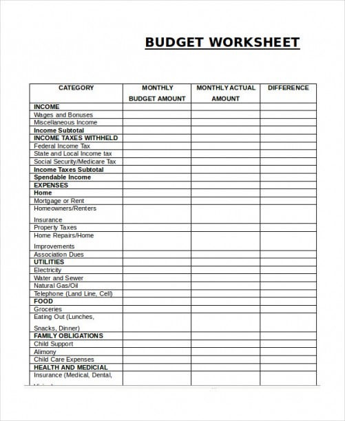 17  Printable Budget Worksheet Templates