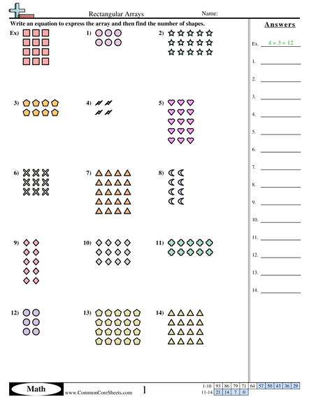 addition-arrays-worksheets