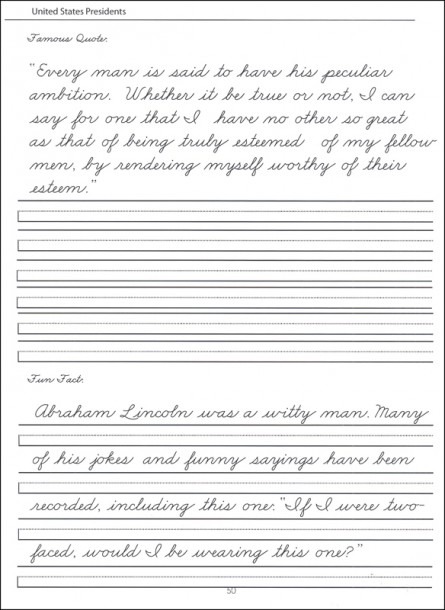 45 United States Presidents Character Writing Worksheets Zaner