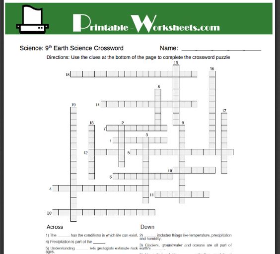 9th grade science worksheet