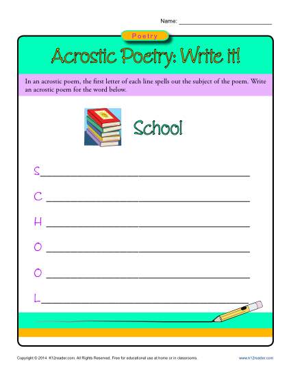 Acrostic Poetry  Write It