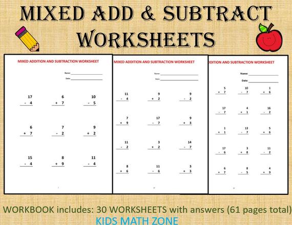 Add   Subtract Math Printable Worksheets No Regrouping 61