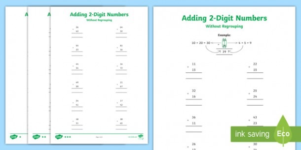 Adding 2 Digit Numbers In A Column With No Carrying Differentiated
