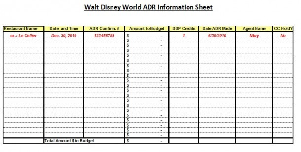 Affordable Disney Vacation Planning Worksheets