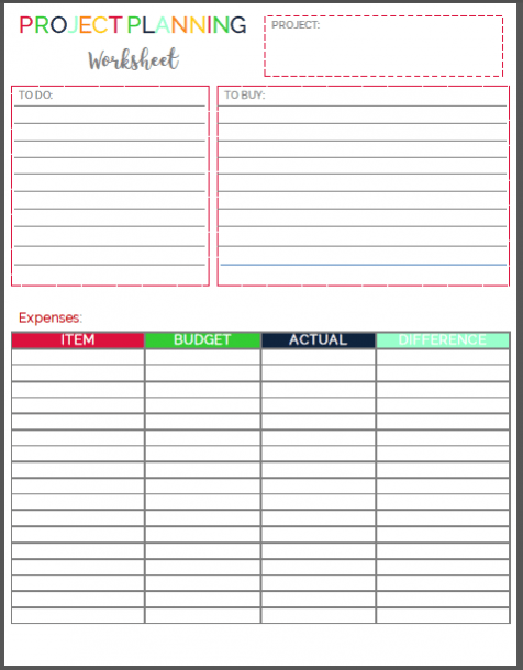 Project Planning Worksheet Printable