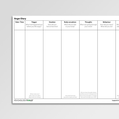 Anger Log Worksheet