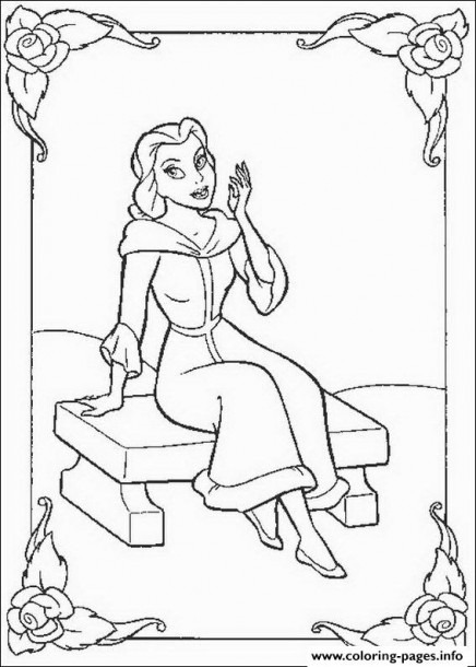 Belle Sitting In Winter Day Disney Princess 0686 Coloring Pages