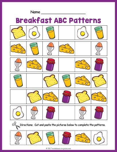 Breakfast Abc Pattern Worksheet