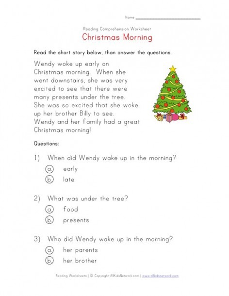 Christmas Reading Worksheet