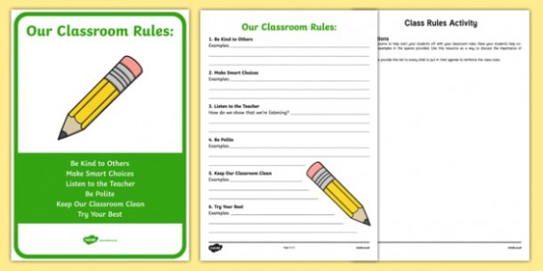 Class Rules Worksheet   Worksheet And Display Pack  Worksheet