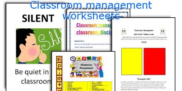 Classroom Management Worksheets