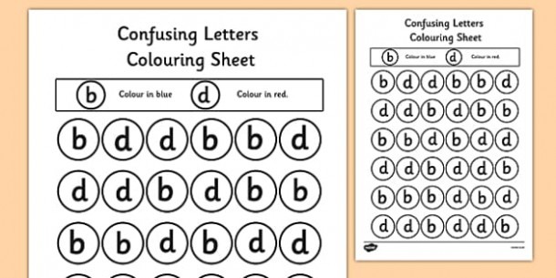 Confusing Letters Coloring Worksheets B And D