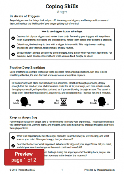 Anger Log Worksheet