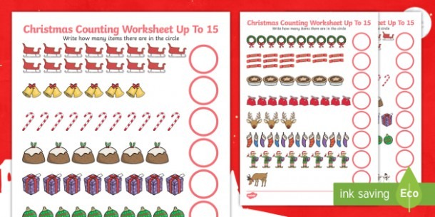 Counting At Christmas Up To 15 Worksheet   Worksheet