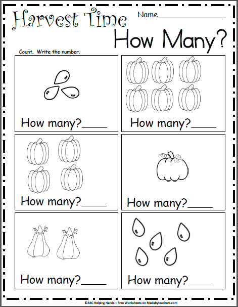 Counting Worksheet For The Fall  Numbers 1