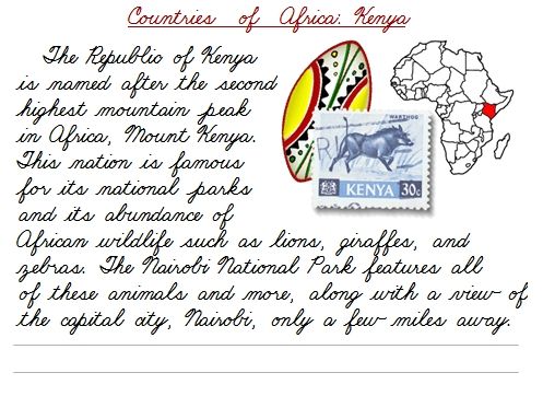 Countries Of Africa Cursive Practice