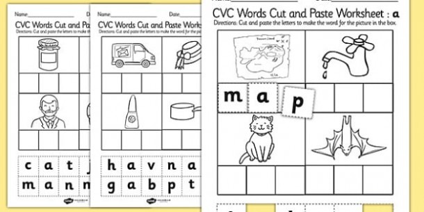 Cvc Words Cut And Paste Worksheet   Worksheet A