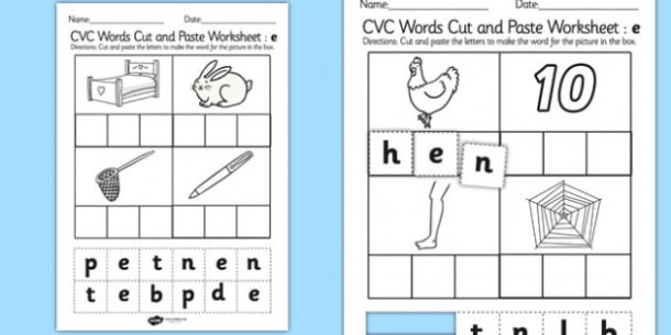 Cvc Words Cut And Paste Worksheet   Worksheets E