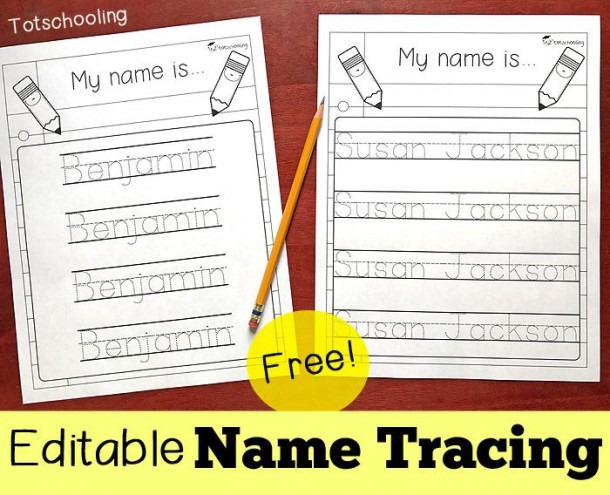 Editable Name Tracing Sheet