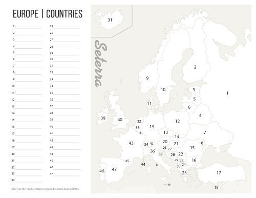 Europe  Countries Printables