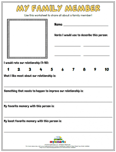 Family Relationships Worksheets For Kids And Teens