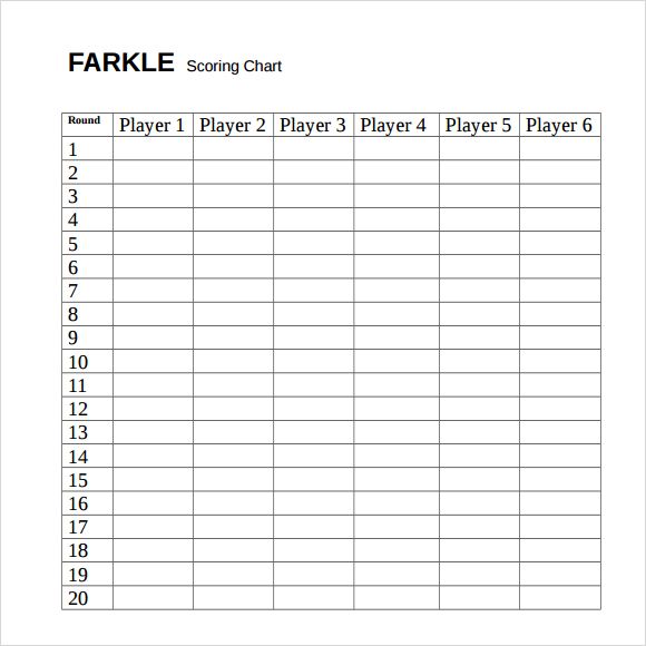 Farkle Score Sheet Template Pdf