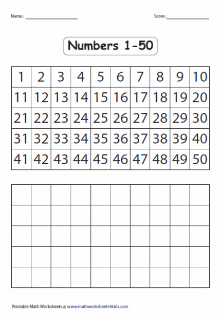 Fill In The Blank Number Chart 1