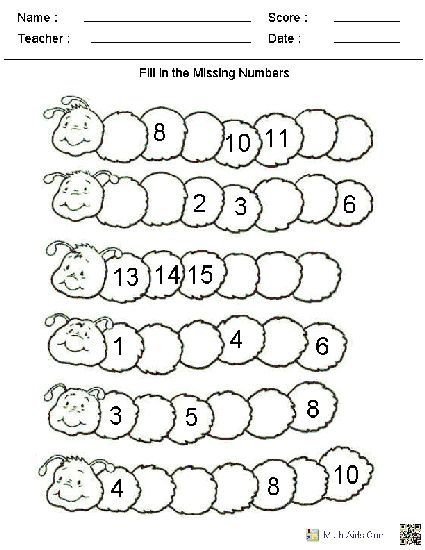 Fill In The Missing Numbers Worksheets  Many Other Worksheets Too
