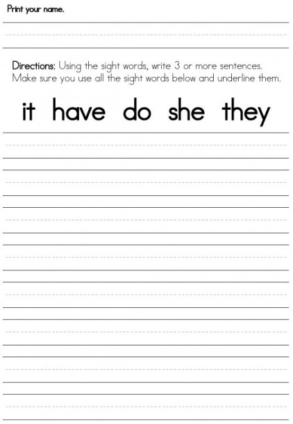 First Grade Sight Word Worksheets