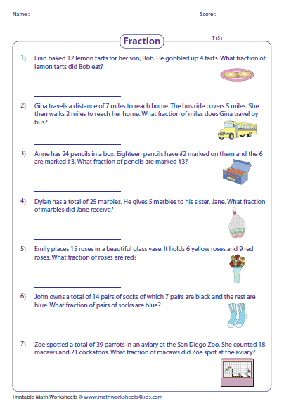 Fractions Worksheet Math Problem