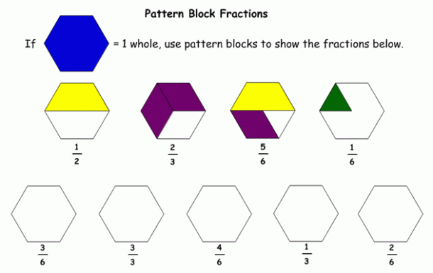 Pattern Block Worksheets Equivalent Fractions