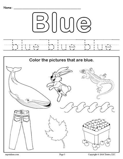 Free Color Blue Worksheet