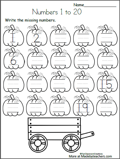 Free Fall Math Worksheets For Kindergarten