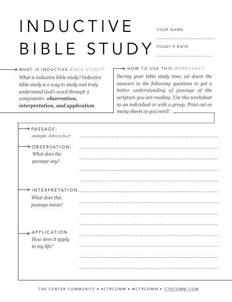 Free Inductive Bible Study Sheet For All Ages