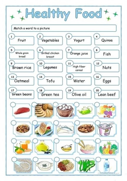 Free Printable Cooking Worksheets Healthy Food Worksheet Free