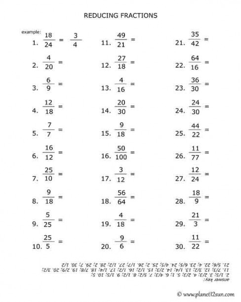 Free Reducing Fractions Worksheet  4th   5th Grades