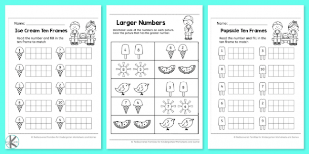 Free Summer Kindergarten Math Worksheets     Kindergarten Worksheets