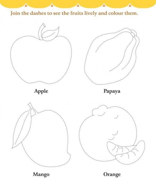 Fruits Trace Line Worksheet For Kids  3