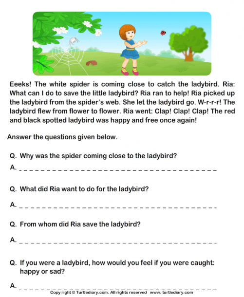 Grade 1 English Comprehension Worksheets