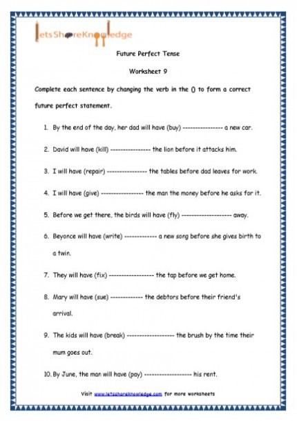 Grade 4 English Resources Printable Worksheets Topic  Future