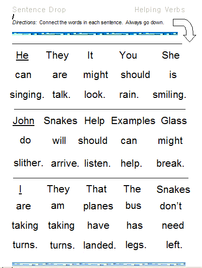 Helping Verbs     Word Lists  Activities  Worksheets  And More