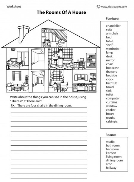 House Parts 2 B W Worksheet