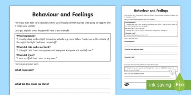 How Our Thoughts Affect Our Behaviors And Feelings Worksheet