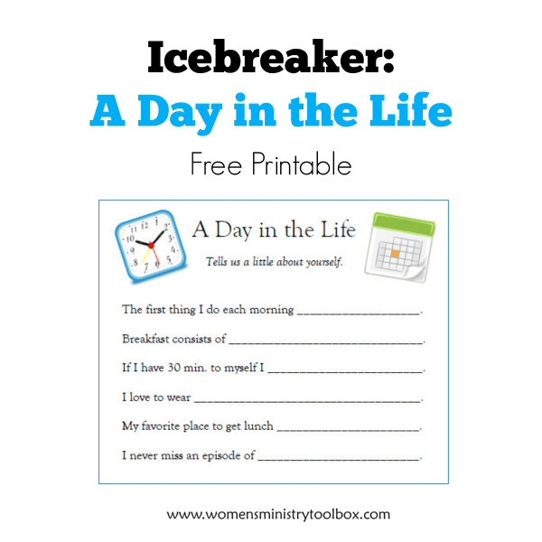 Icebreaker  A Day In The Life  Free Printable