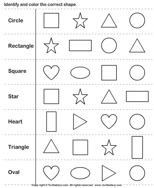 Identify And Color The Shape Worksheet
