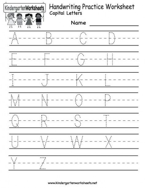 Kindergarten Handwriting Practice Worksheet Printable