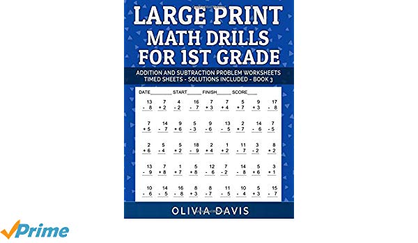 Large Print Math Drills For 1st Grade  Addition And Subtraction