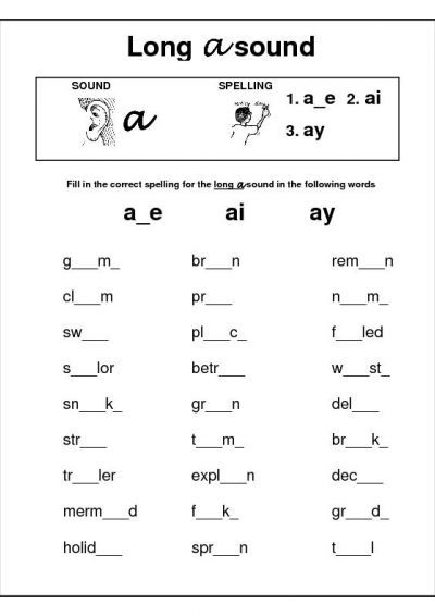 Long A Words Worksheets