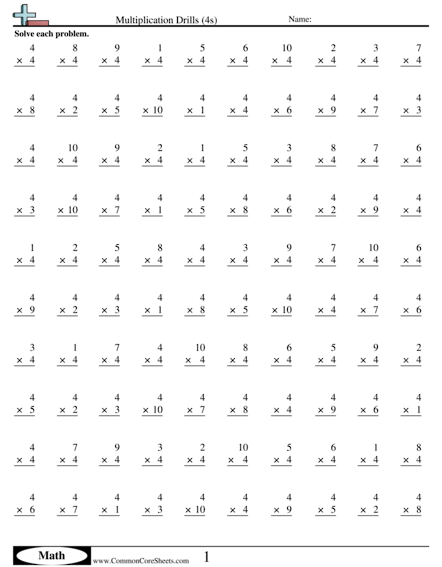 Math Drills Worksheets